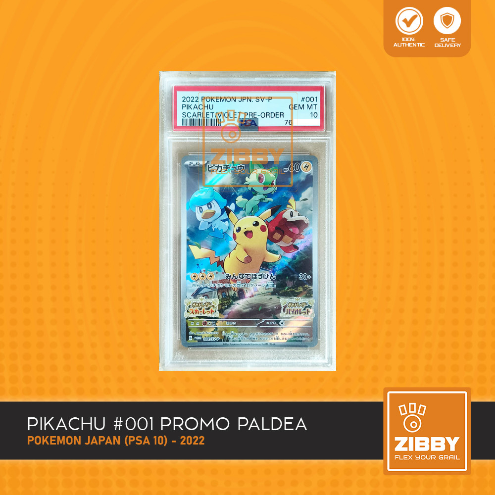 POKEMON Pikachu #001 Paldea Scarlet Violet Promo 2022 JPN Jepang PSA 10 TCG Kartu Card Graded