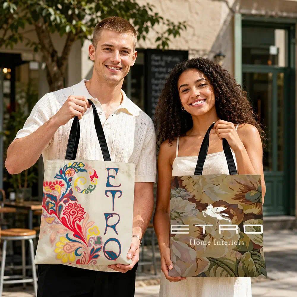 Brand E-ETRO Storage Bags Durable Canvas Shopper Bag Women Lightweight Shoulder Bag for School Shopp
