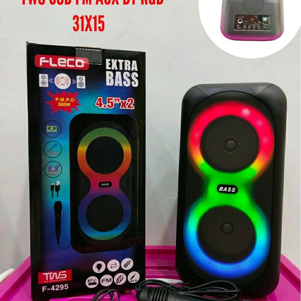 Speaker portable bletooh Karaoke Fleco F4295 4.5inci x2