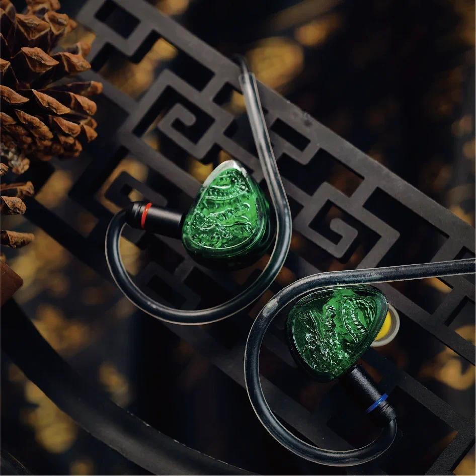 TANGZU WANER 2 Jade Dragon Etion 10mm PET Single Dynamic InEar Earphones with Silicone Storage Bag a