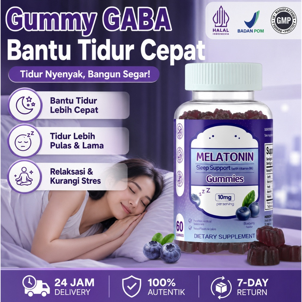 COD[Tidur Nyenyak] Sleep Melatonin Gummies 10Mg/Halal HerbalSleep Melatonin Gummies/Gummy Bear Melat