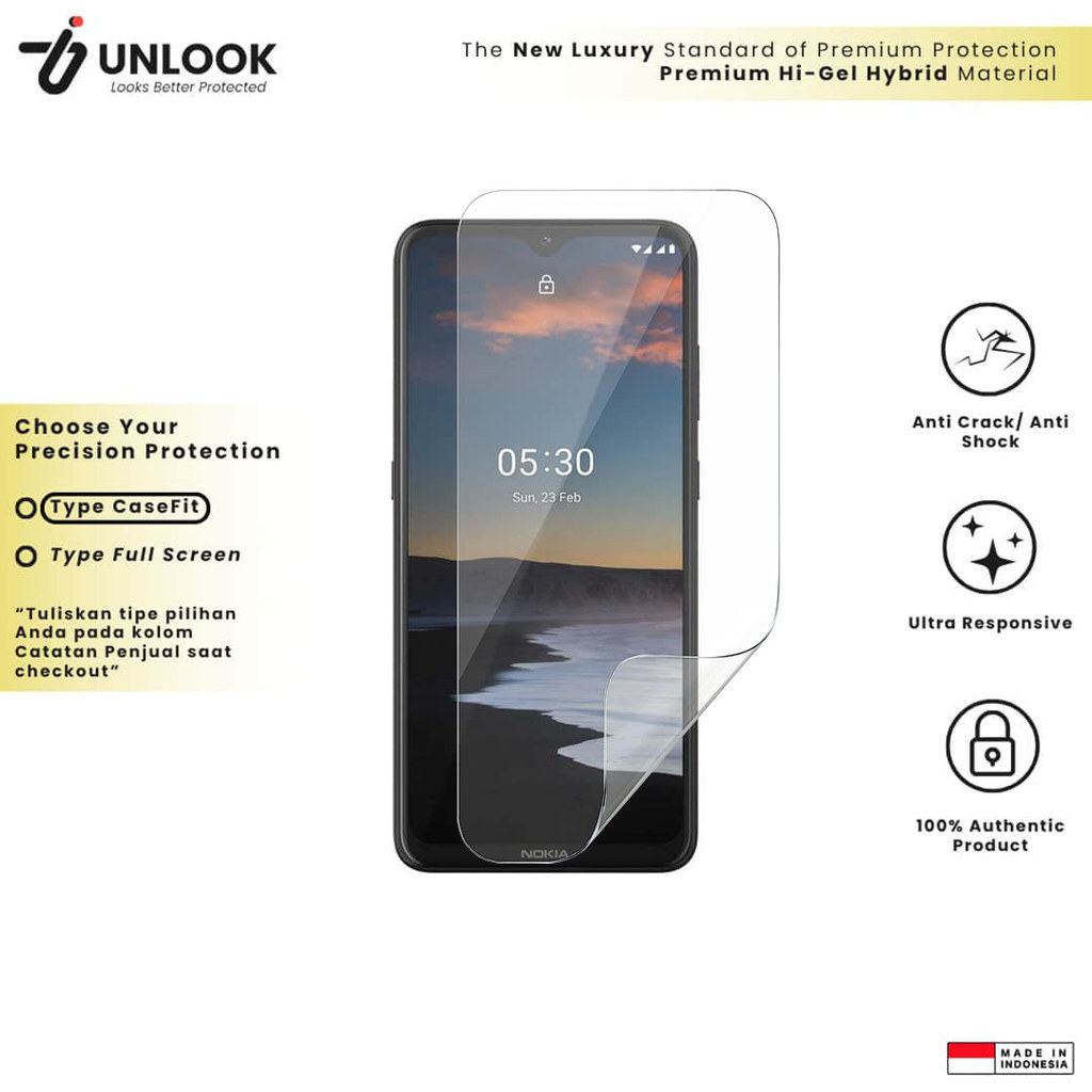 UNLOOK Hi-GEL HYBRID Hydrogel+ Hydro Film for Nokia 5.3, 5.1 Plus, 5.1, 5, 4.2, 3310 (2018) 4G, 3310