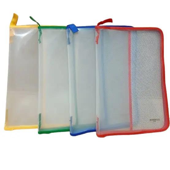 Map zipper tali pinggir / Map zipper bag Folio transparant / Map plastik zipper ( 12 pcs ) - Biru