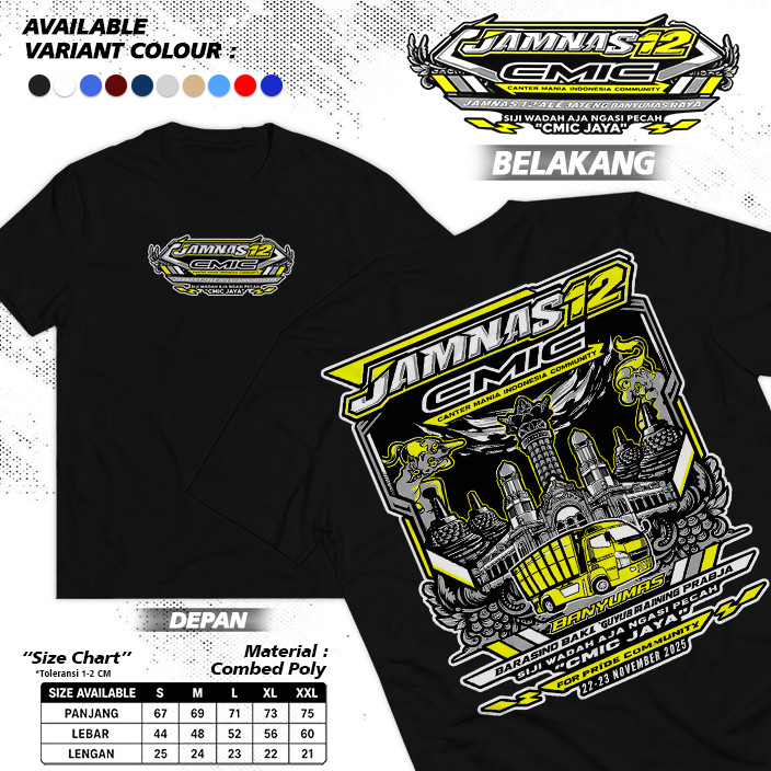 Svaraa - CMIC JAMNAS12 Kaos CMIC Truck Mania Jambore Nasional Baju Komunitas Truck CMIC Indonesia  K