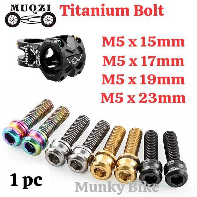 Foto Muqzi Titanium Baut Sekrup Stem Bolt M5 x 15 17 19 23 mm Sepeda Shifter Bottle Cage