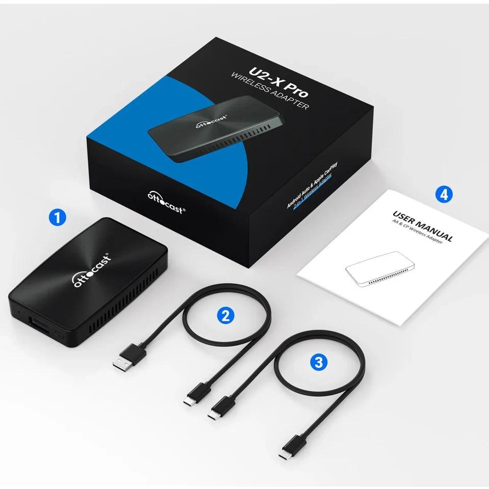 OTTOCAST U2 X PRO Car Accessories Bluetooth Adapter Wireless CarPlay Android Auto Adapter 2 in1 for 