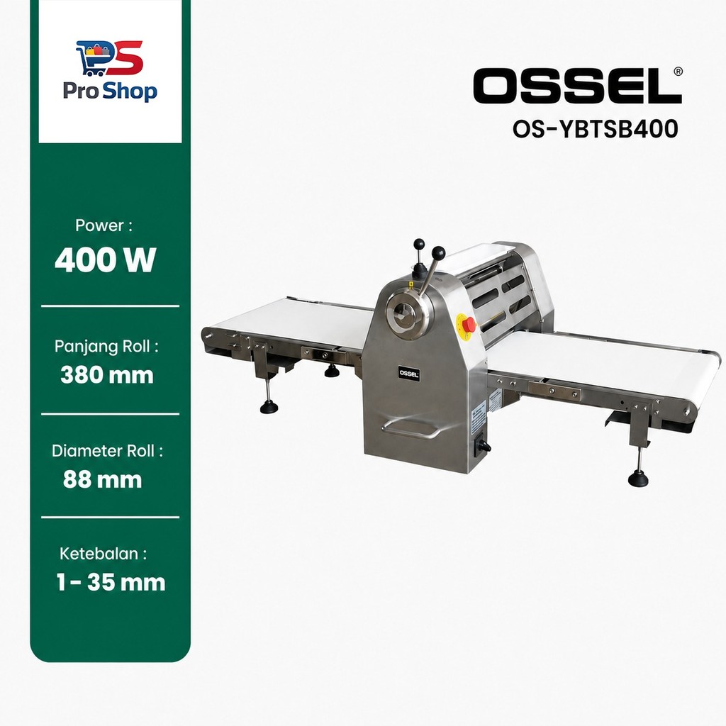 OSSEL Dough Sheeter Table Mesin Penipis Adonan Listrik Pendek Table Top OS-YBTSB400 OSSEL