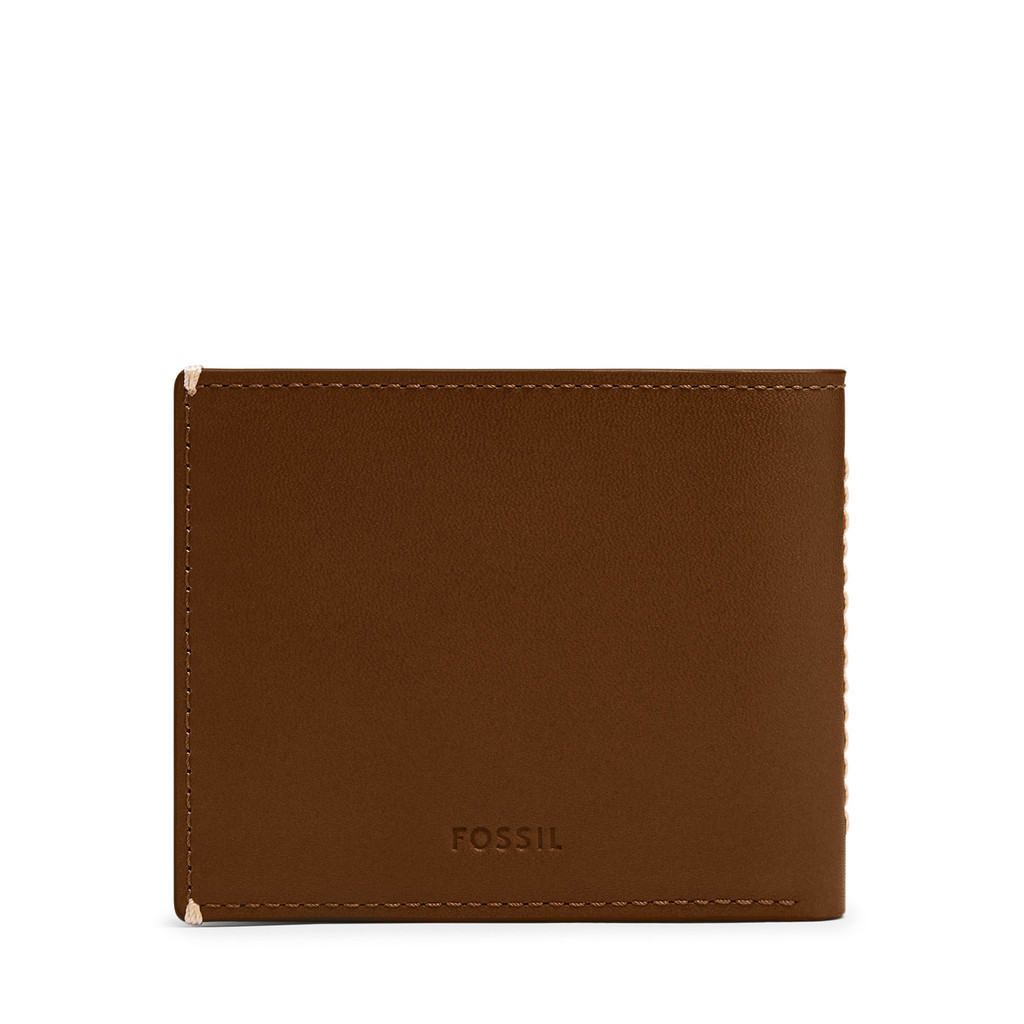 Fossil Westover Bifold Dompet Pria Kulit Cokelat Model Lipat dengan Slot Kartu dan Tali Tangan