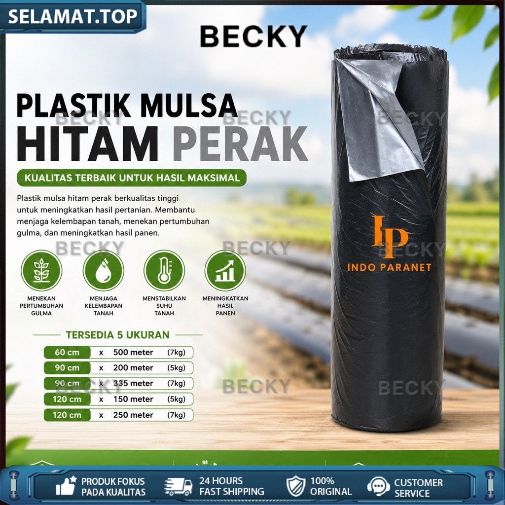PLASTIK MULSA HITAM PERAK | 60cm 90cm 120cm | 1 ROLL TANAM CABAI MELON TOMAT