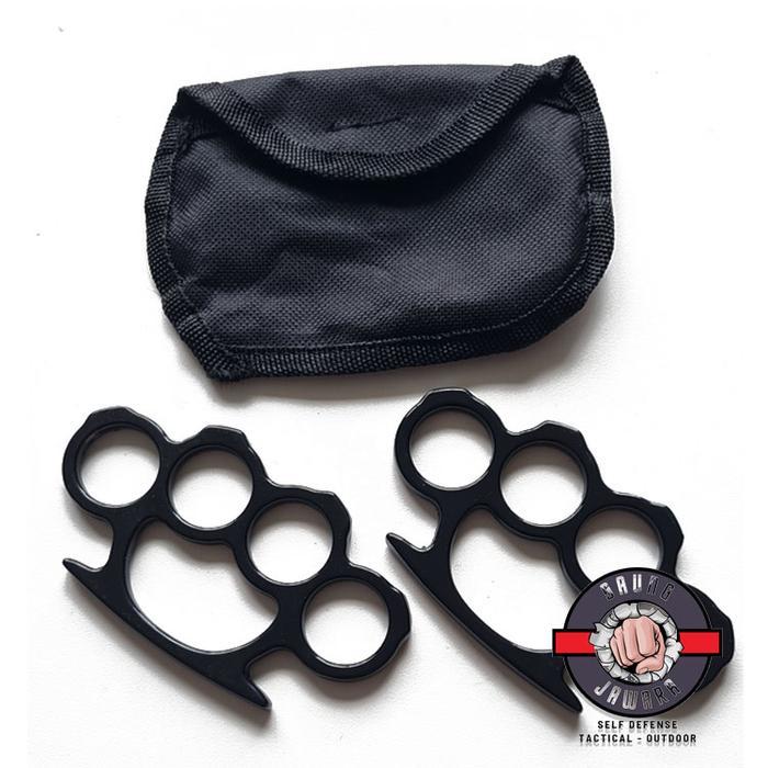 SAUNG JAWARA - Knuckle Tipis Sepasang Hitam - Bahan Baja BONUS SARUNG