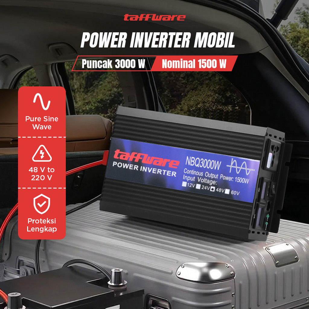 Taffware Power Inverter Mobil Pure Sine Wave DC 48V to AC 220V 3000W - NBQ3000W - GNX
