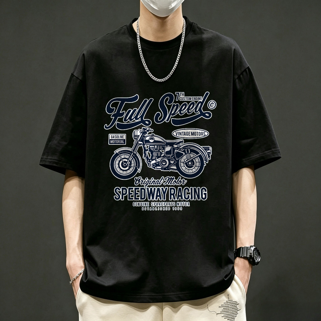 Kaos Pria Full Speed Speedway Racing Motor Vintage Kaos Lengan Pendek Kaos Vintage Unisex Desain Cus