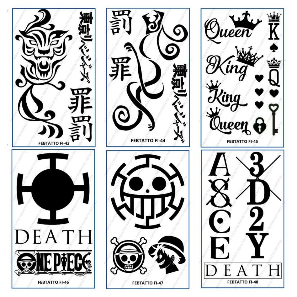 FRUIT INK Tato Temporer Mini Tahan 1 Bulan  tokyo revengers one piece king queen couple 6x10cm  Tatt