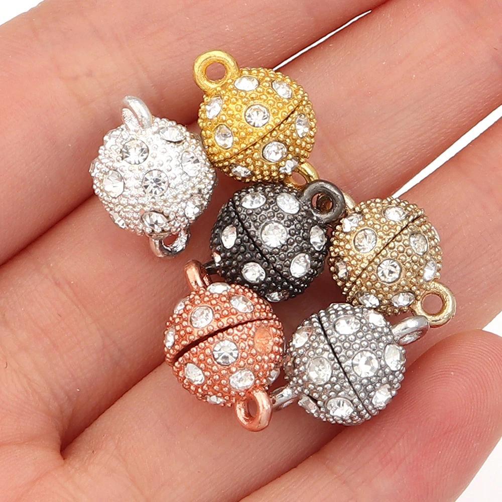 5PCS 8 10 12mm Round Crystal Magnetic Clasps Y Necklace Bracelet Buckle Hook Clasps End Clasps Conne