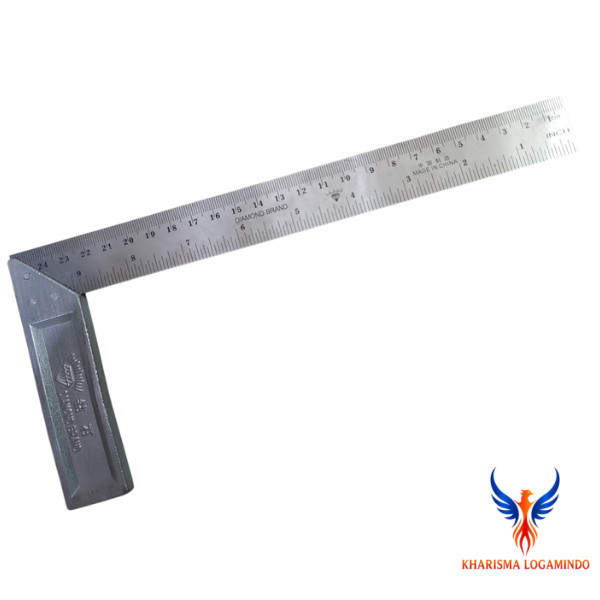 Khrsma JKT - Siku Meter Tukang 10 Inch Diamond - Penggaris Besi Sudut 25 Cm KLP