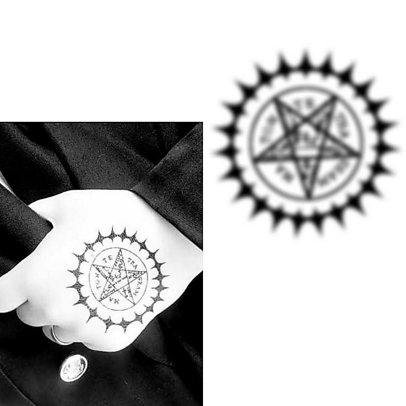 Tato Basic Tahan 5-7 Hari Tato Temporer Tato punggung tangan Tato Iluminati Tato segitiga Tato satan