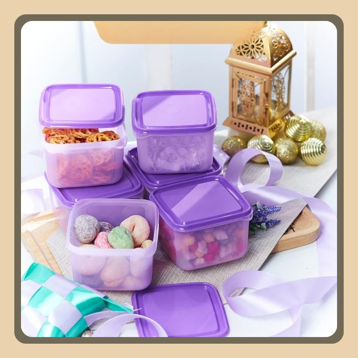 CPM TAKERU SQUAER SET OF 6 TOPLES PLASTIK (TOPLES KOTAK 1 UKURAN ) - ungu