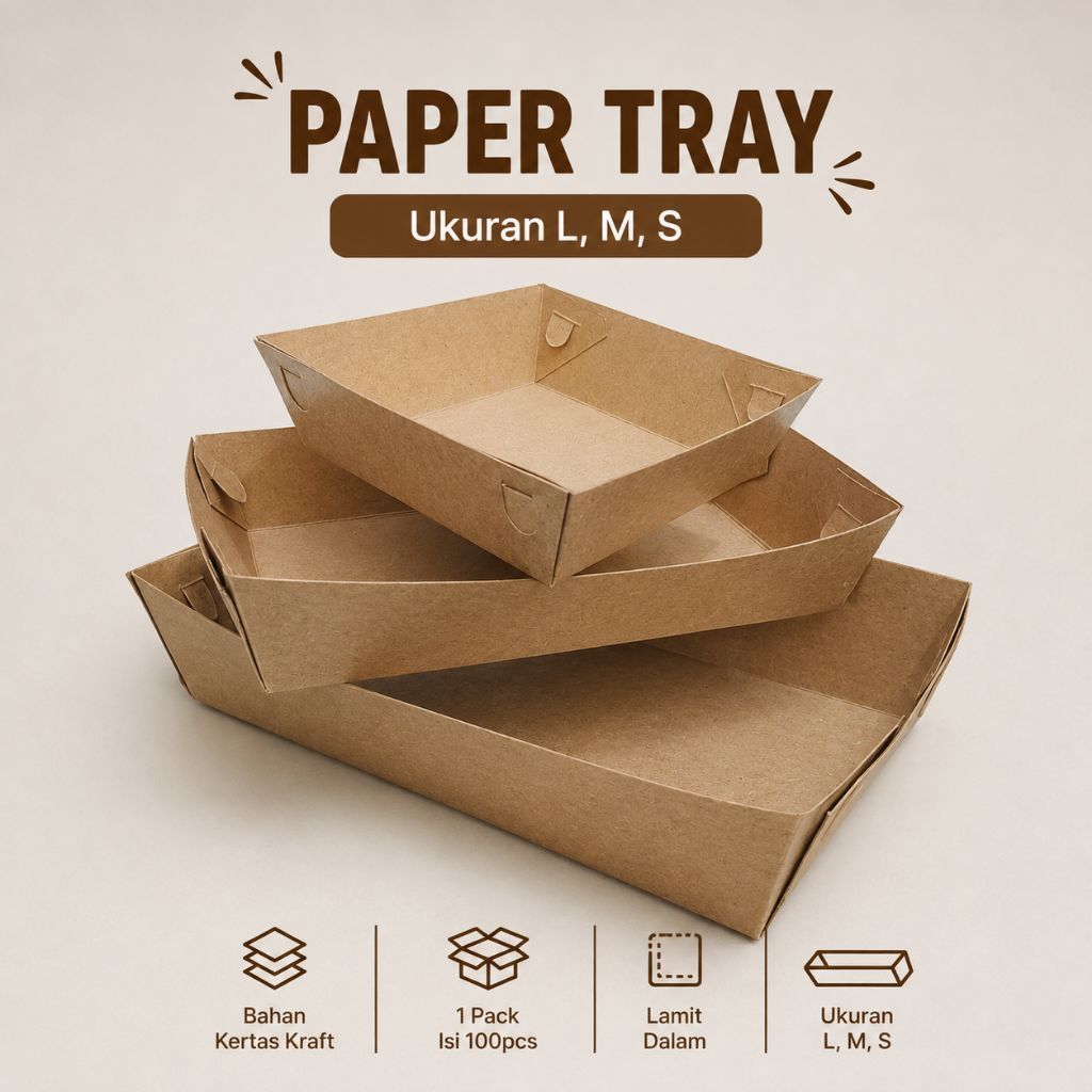 PAPER TRAY | Food Paper Tray | L/M/S | 100 PCS