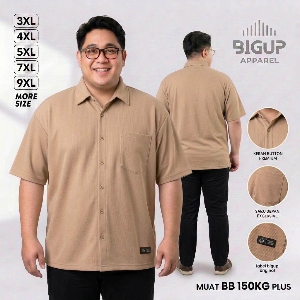 BigUp Kaos Polo Jumbo Pria Berkerah Bahan Knit Kancing Terbaru