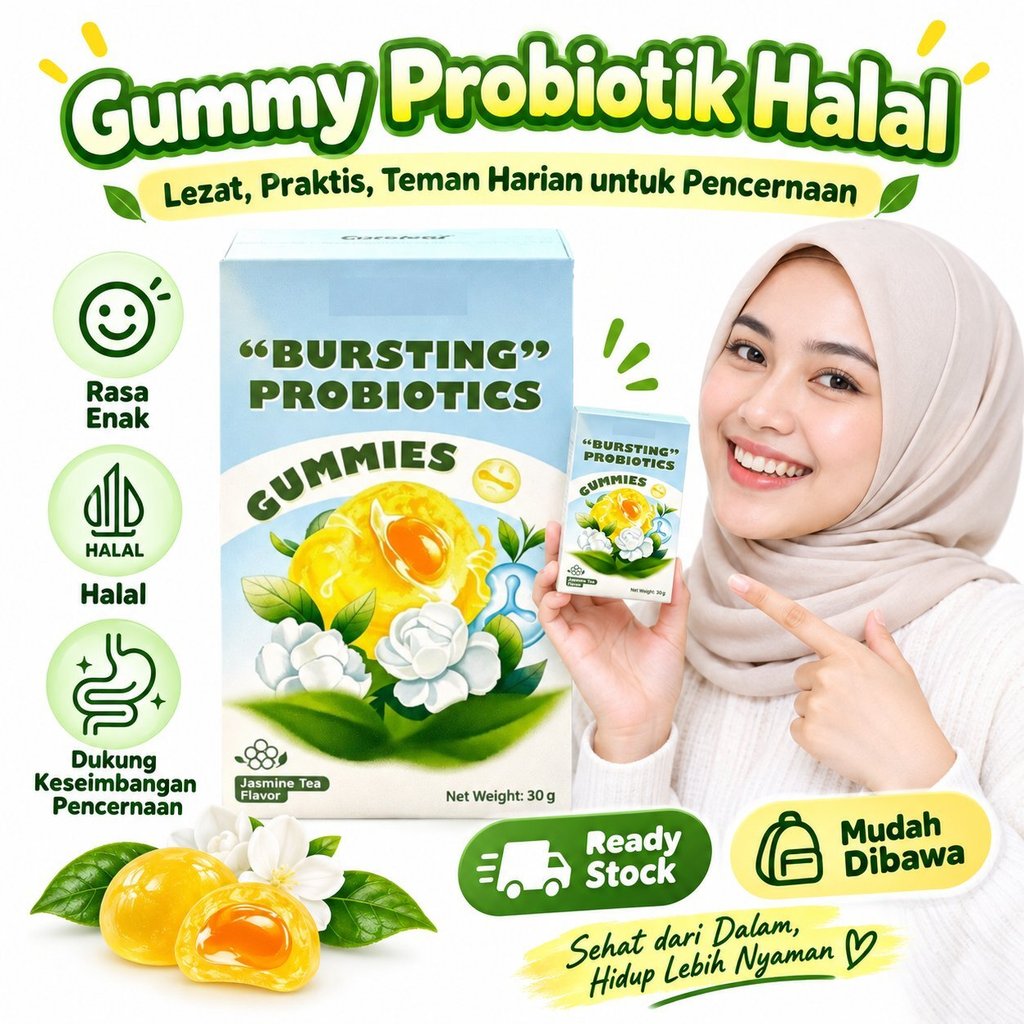 [Promosi] Permen Gummy Probiotik Halal 30 Pcs | Suplemen Probiotik | Dukung Kesehatan Pencernaan & I