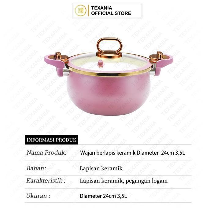 AA [EXCLUSIVE BABYOLIV] PO 30 HARI TEXANIA Panci Presto Mewah Anti Lengket Bahan Keramik 24cm 3,5L /
