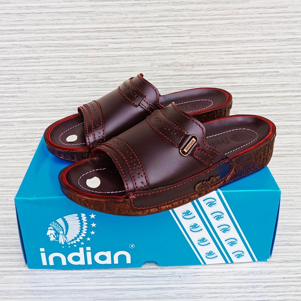 NEW_ indian 437 sandal slide pria kulit sapi asli original 100% sandal pria indian kulit asli