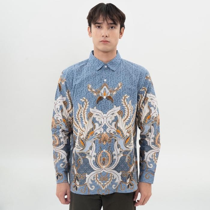 PROMO  M231 Kemeja Pria Batik Panjang 0709 - Biru, L