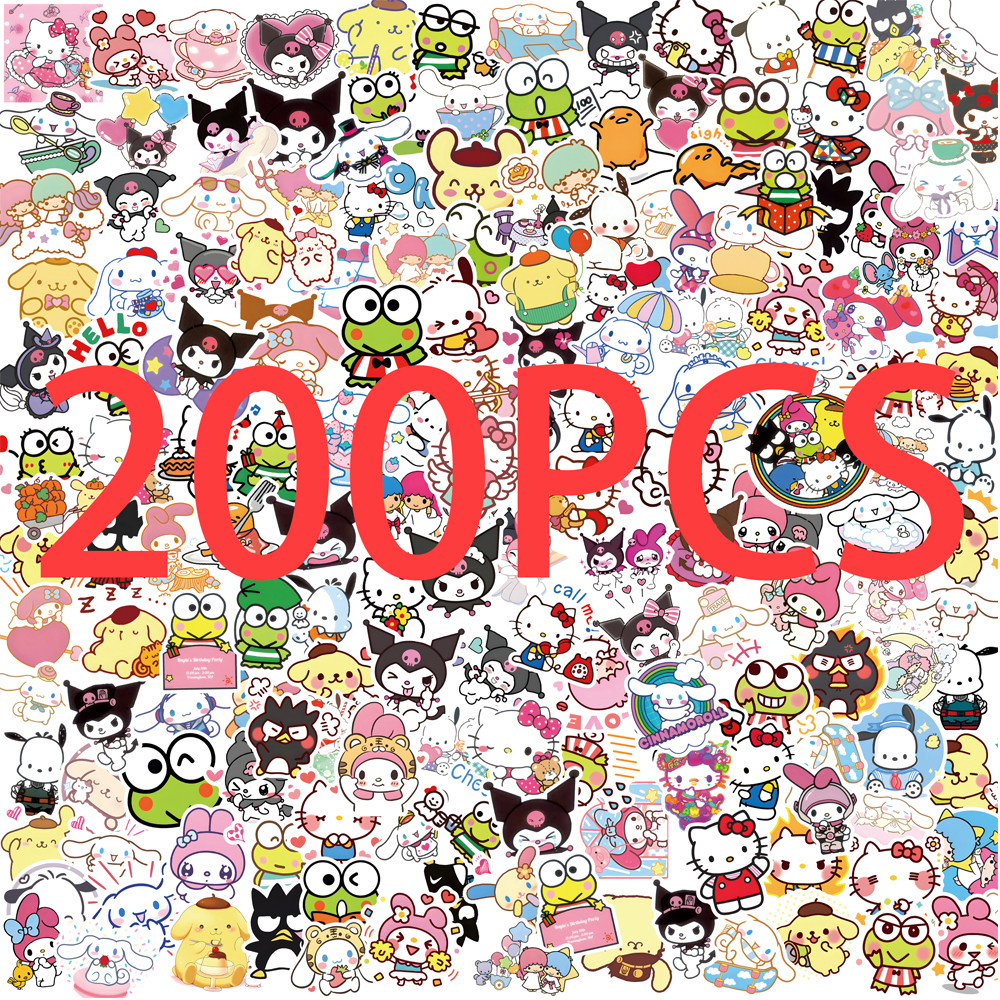 50/100/200pcs Kawaii My Melody Kuromi Hello Kitty Stickers for Kids Girl DIY Stationery Diary Cute C