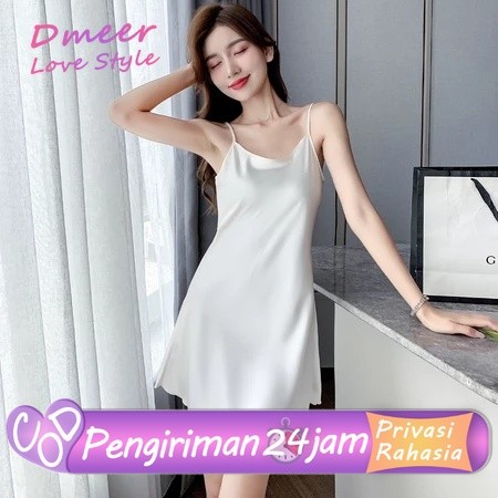COD Baju Tidur Wanita Lingerie Sexy Gaun Tidur Tanpa Lengan Piyama Tali Bahan Satin