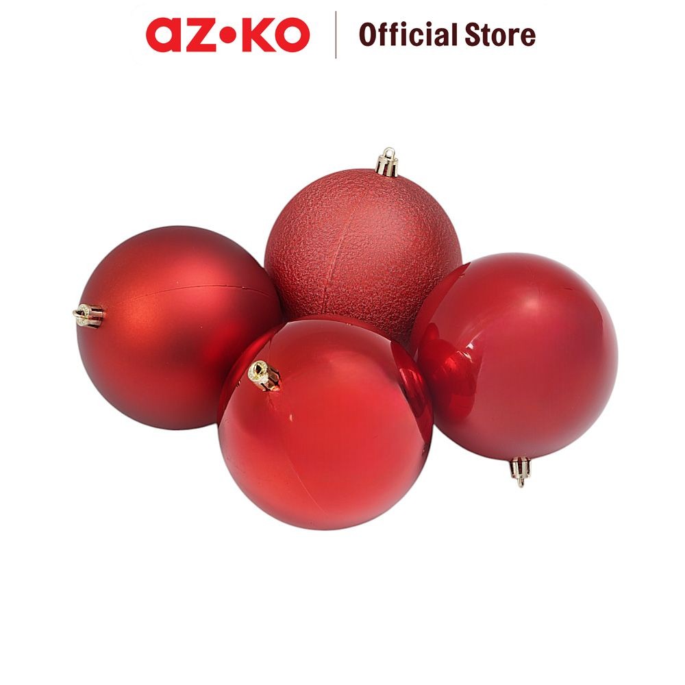 AZKO Noelle 10 cm Set 8 Pcs Bola Dekorasi Natal Christmas Y25 - Merah Hiasan Natal Pernak Pernik Nat