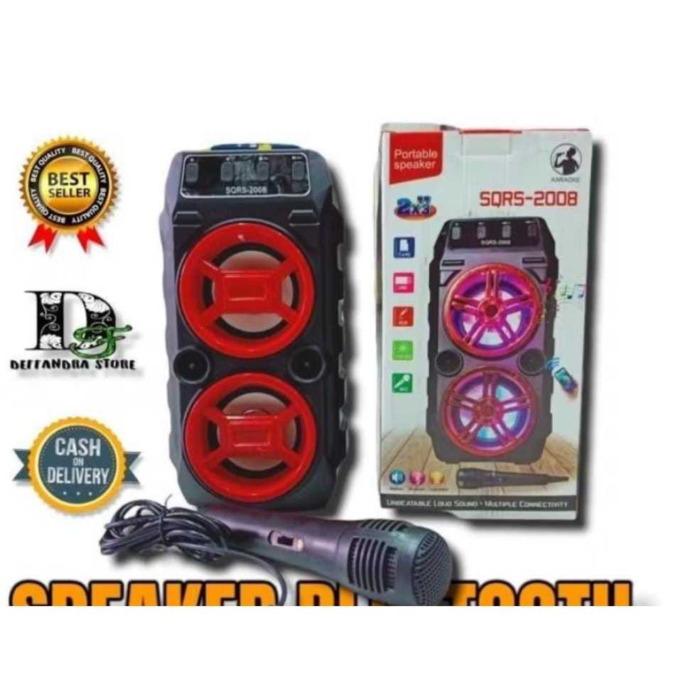 SPEAKER BLUETOOTH KARAOKE SQRS 2008 GRATIS MIC KARAOKE