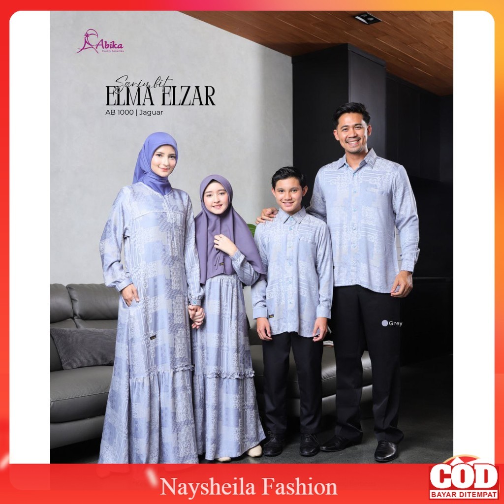 Sarimbit Keluarga 2026 Lebaran Premium Abika Hijab Terbaru Kekinian  Elma Elzar Grey  Fashion Muslim