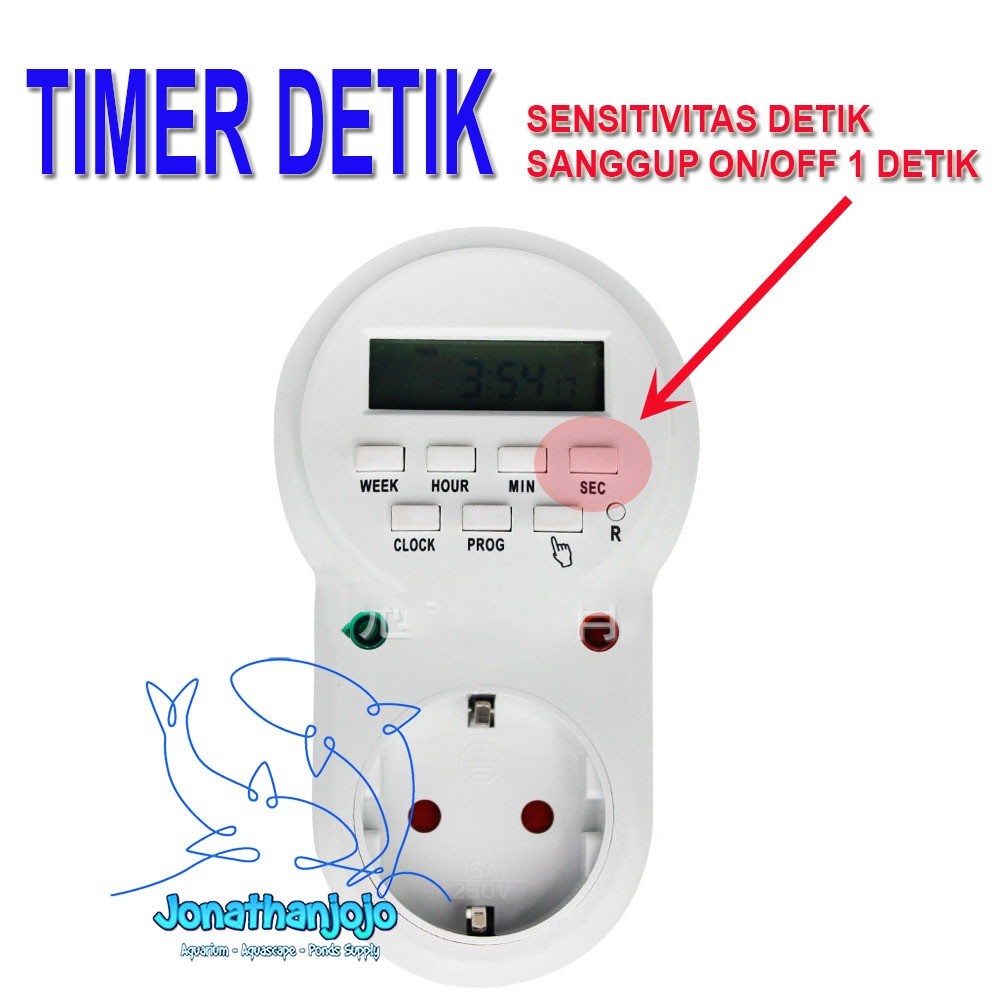 Timer Detik Sensitivitas Detik Switch Digital ON-OFF Hingga per Detik Pengatur waktu otomatis