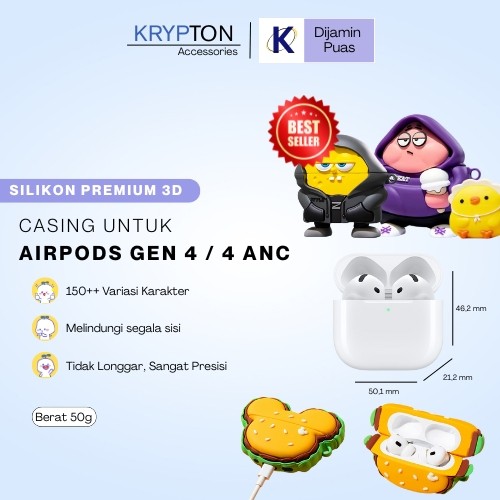 Case Pods Gen 4 Premium Karakter Headset Earphone Bluetooth Lucu Dengan Case Karakter 3D Cute Case P