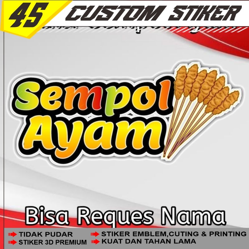Sticker Sempol Ayam Sempolan | Sticker Gerobak Kaca Jualan