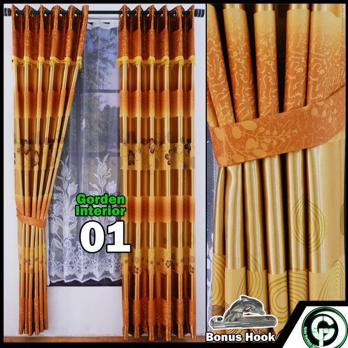 Gorden Pintu Jendela Ruang Tamu Minimalis Plus Poni Motif Printing Mewah pink Dekorasi - parero cokl