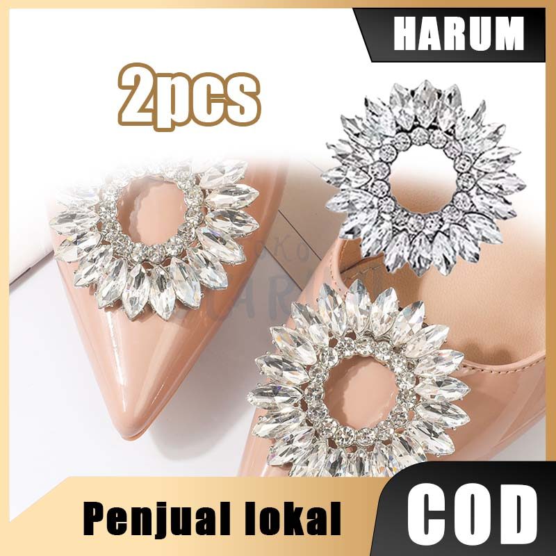 2pcs Klip Sepatu Wanita Aksesoris Hiasan Sepatu Heels Jepit Sepatu Permata Elegan dengan Rhinestone 