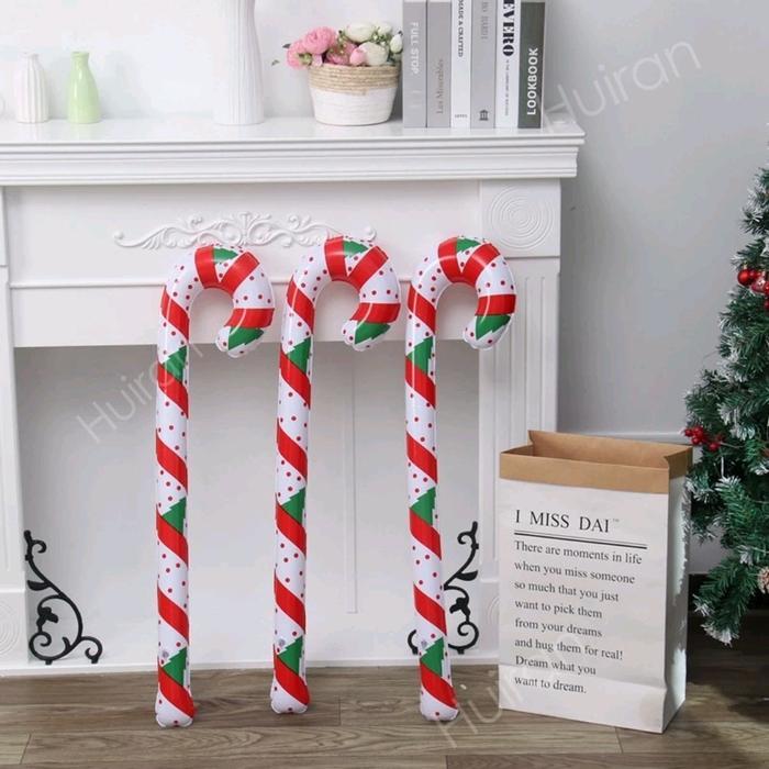 MUMPUNG PROMOIBalon Foil Tongkat Natal / Dekorasi Balon Natal Tongkat Santa - pvc motif daunTERLARIS