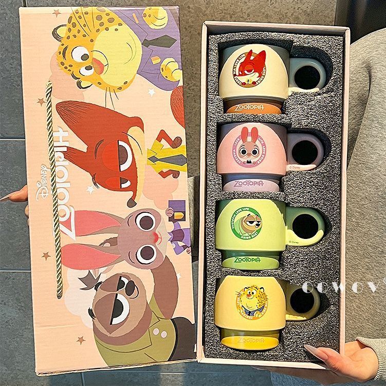 Disney Zootopia Nick Judy Cup Girl Anime Cartoon Ceramic Cup Anime Pattern Couple Milk Drinking Coff