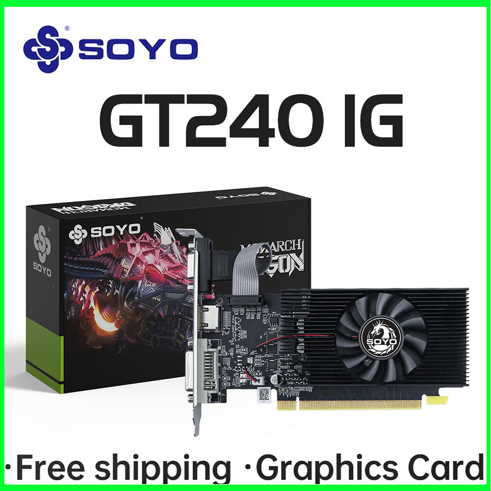 SOYO NVIA GPU GT 240 1G Half-height Graphics Card DDR3 128Bit 40nm Gaming Video Cards Desktop Comput