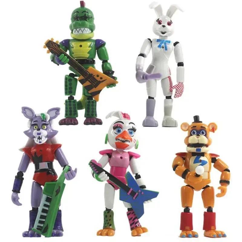 5Pcs/set FNAF Security Breach Series Bonnie Bear Action Figure Luminous Detachable Joint Freddy Pvc 