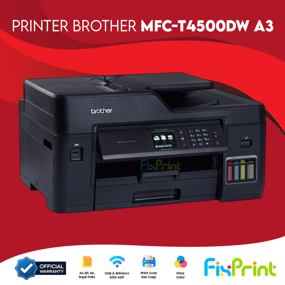 Printer Brother MFC-T4500DW A3 Multifunction Wireless T4500-DW With FAX ADF & Flatbed Garansi Resmi