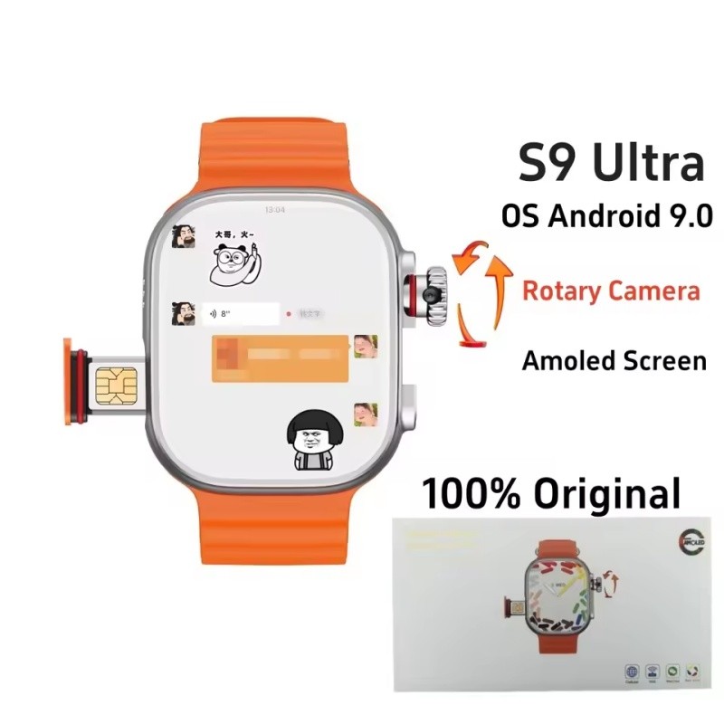 100% al CDS9 S10 Ultra 4G Android Smart Watch with Play Store Rotating camera WiFi GPS 8+128GB 2.2 I