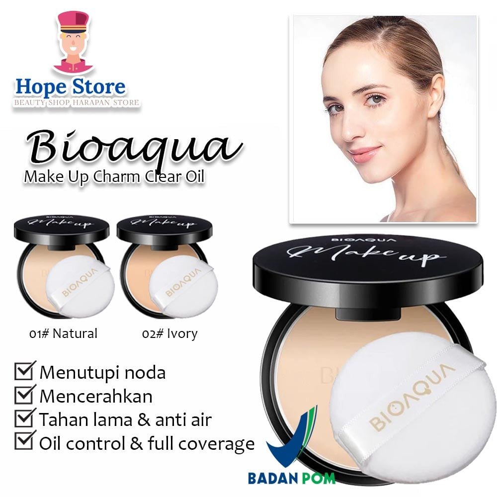 Hope Store - Bioaqua Powder Make Up Bedak Padat Tahan Lama / Charm Clear Oil Control MakeUp Powder B