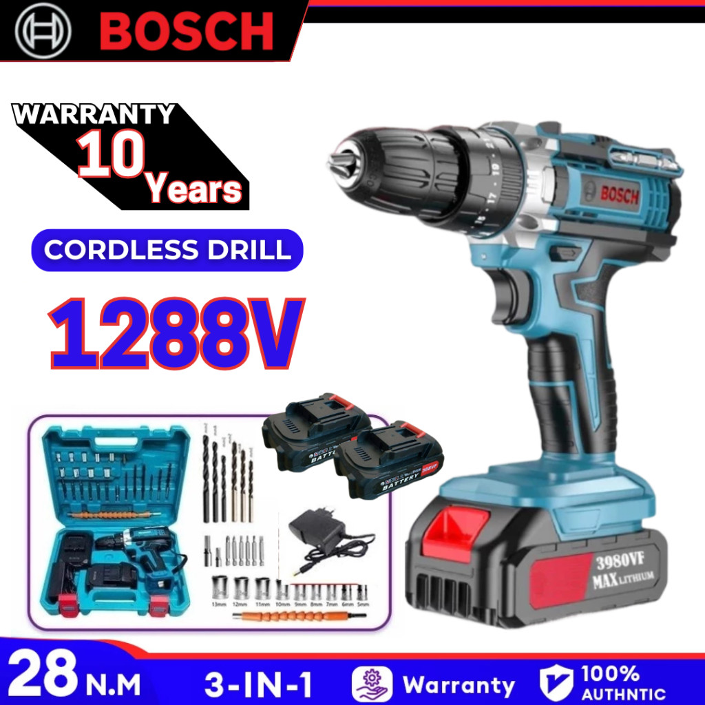 Bosch 1288V Mesin Bor Listrik Bor Baterai Cordless Cas Tangan Murah Berkualitas Bor Tanpa Kabel