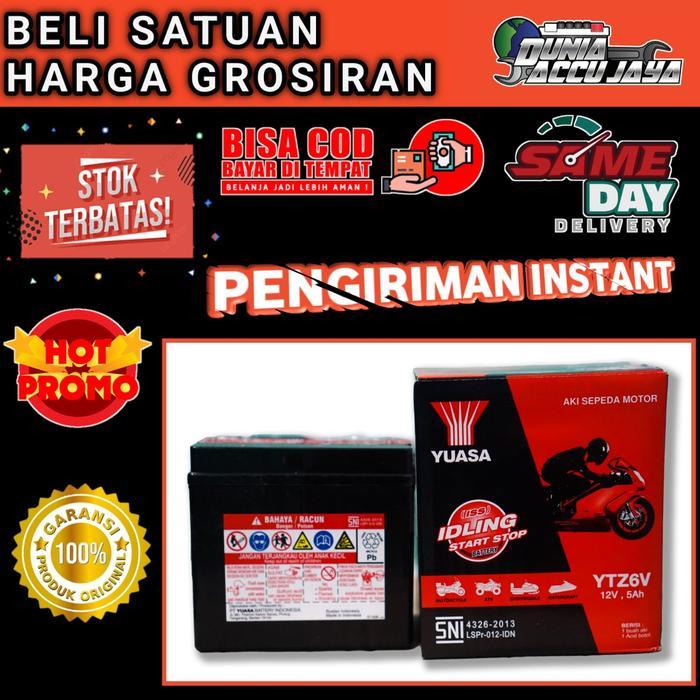 Aki motor kering YUASA IDLING START STOP original ytz6v gtz6v 5ah / 5,3ah  12v matic kopling bebek H