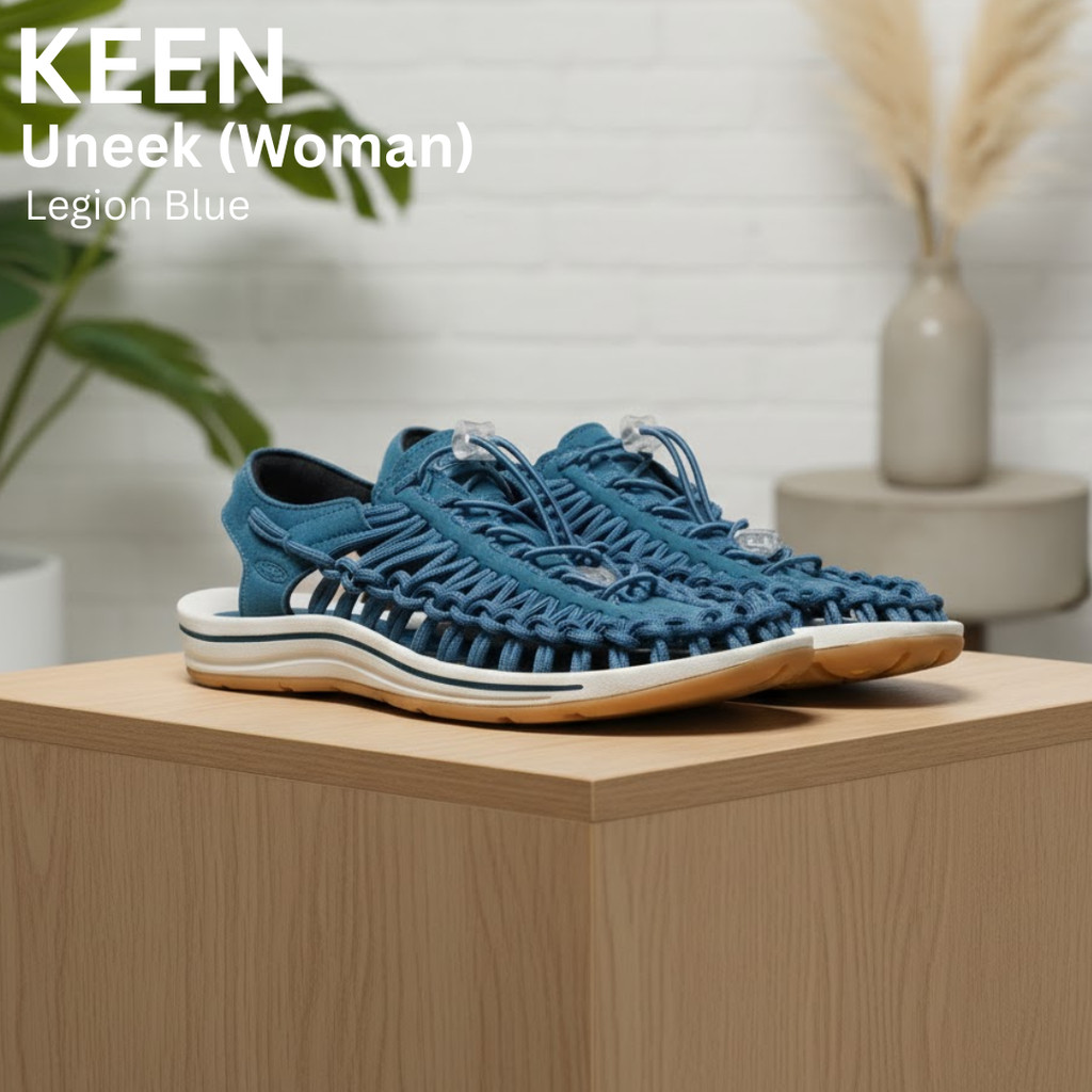 KEEN Uneek Woman Legion Blue Sandals – Sandal Outdoor Anyaman Tali Elastis Nyaman dan Ringan