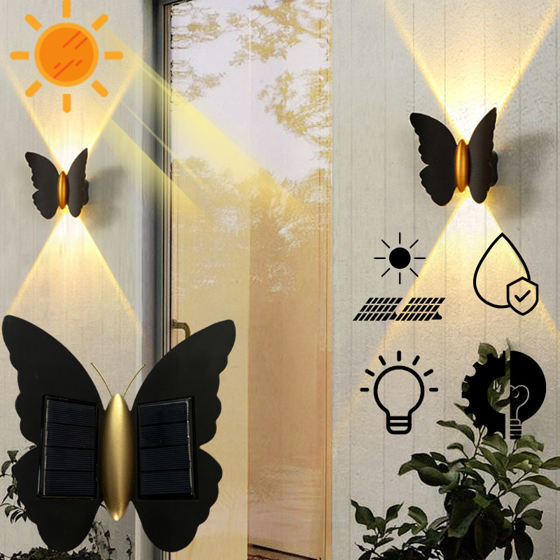Lampu Dinding Kupu-Kupu Tenaga Surya / Lampu Dinding Taman LED Tenaga Surya Outdoor / Pilihan Putih 