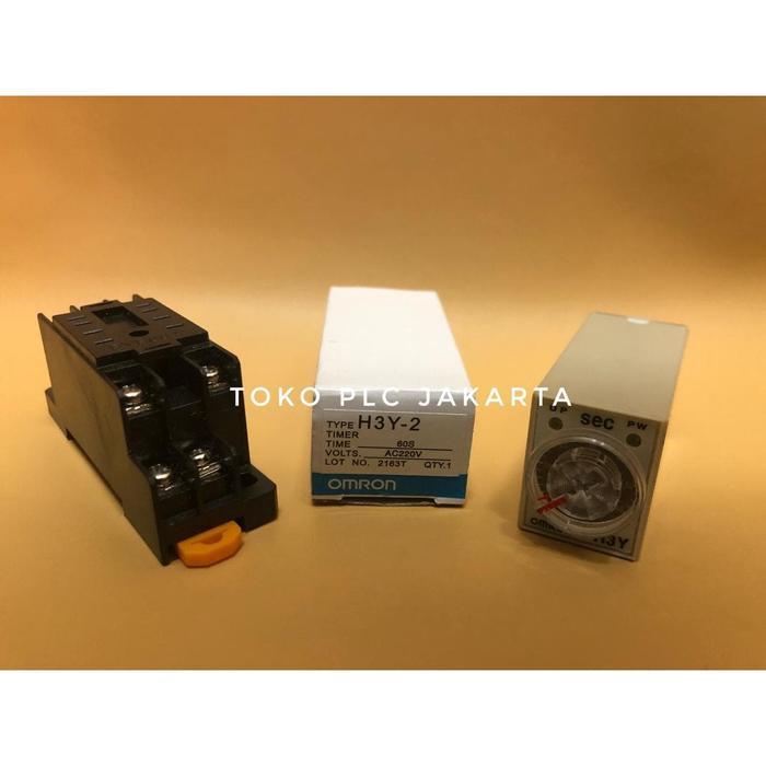 (Awa Tools Shop) H3Y-2 Delay Timer Relay OMRON + Socket Base 220VAC 60s H3Y 2