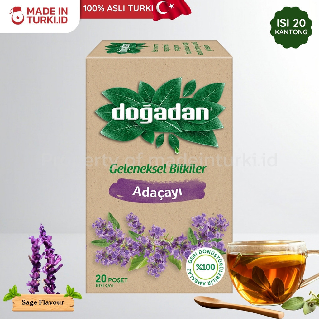 Dogadan Geleneksel Bitkiler Adacayi 20 Tea Bag  Dogadan Teh Sehat Turki Bunga Lavender  - 100%  Turk